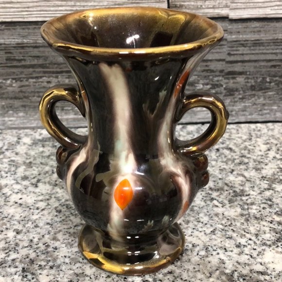 Vintage Germany Brown and Orange Glaze Vase